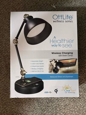 Ott lamp Wellness Series Wireless Charging LED Desk Lamp - Black